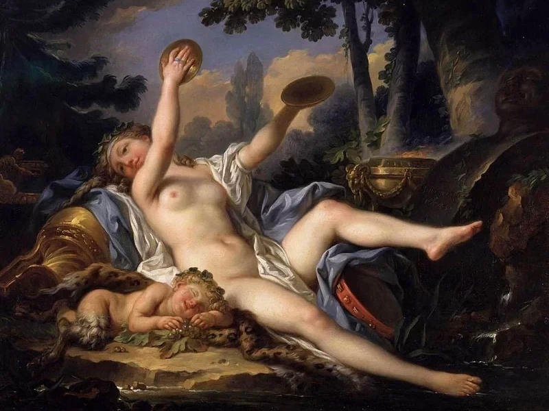 1743-Jean-Simon Berthélemy - Baccante reclinabile che suona i cembal